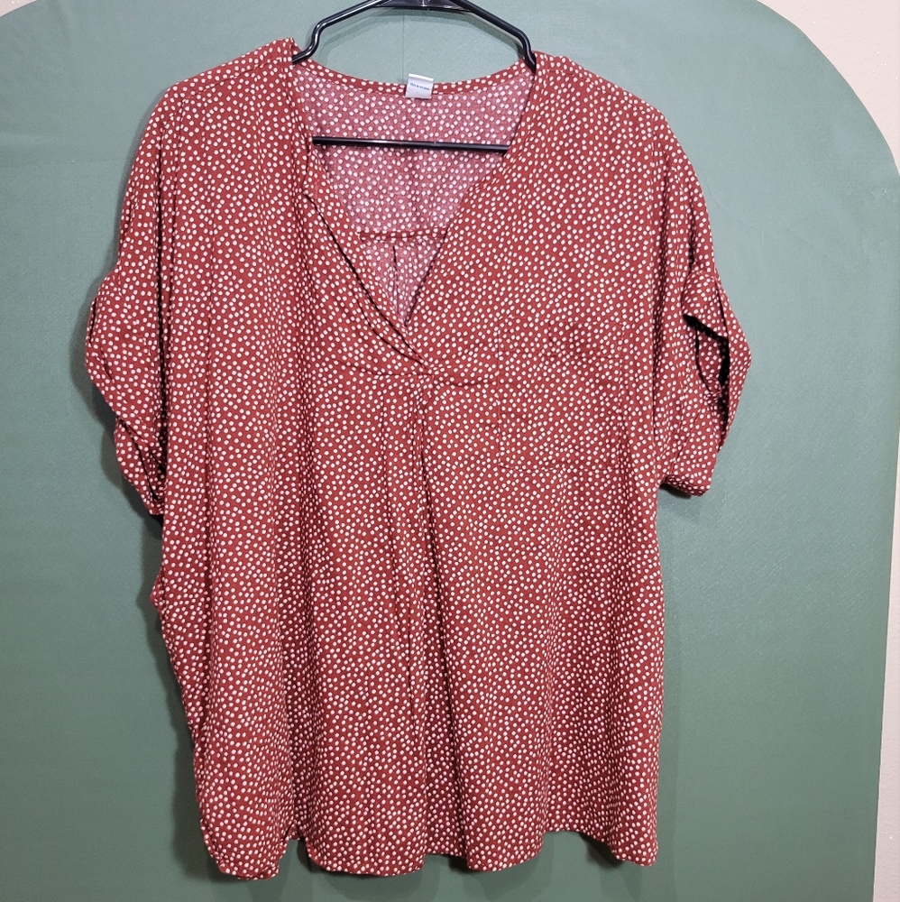 Size L Old Navy Red Spotted Short Sleeve Tunic - Picture 2 of 5